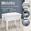 Melodic Height Adjustable Piano Keyboard Stool Chair Bench Seat with Padded Cushion and Storage Compartment White