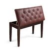 Melodic Luxury Piano Keyboard Stool Bench Chair with Faux Leather Seat and Storage Compartment Walnut