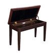 Melodic Luxury Piano Keyboard Stool Bench Chair with Faux Leather Seat and Storage Compartment Walnut