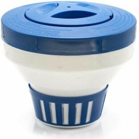 POOL Floating Pool Chlorine Dispenser Fits 1-3" Tabs Bromine Holder Chlorine Floater (Blue)