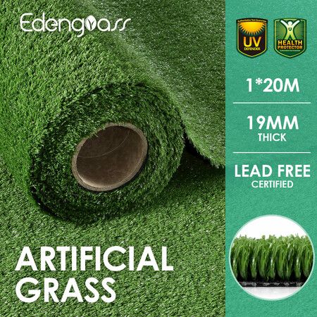 1M X 20M Artificial Synthetic Fake Faux Grass Mat Turf Lawn 19MM Height