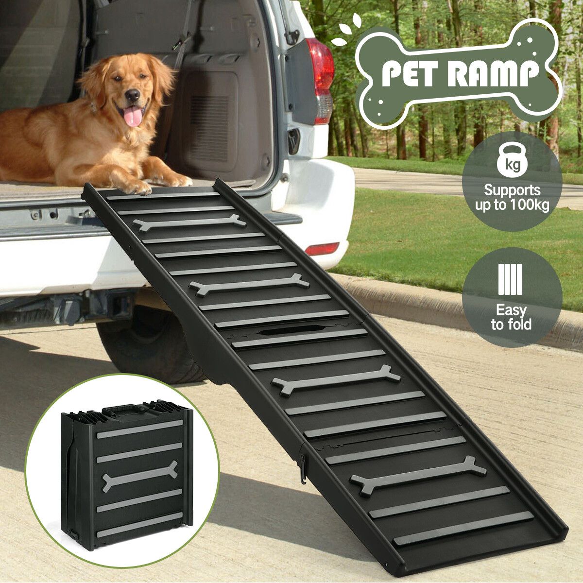 Dog Ramp for Car SUV Truck Pet Safety Stairs Foldable Steps Portable