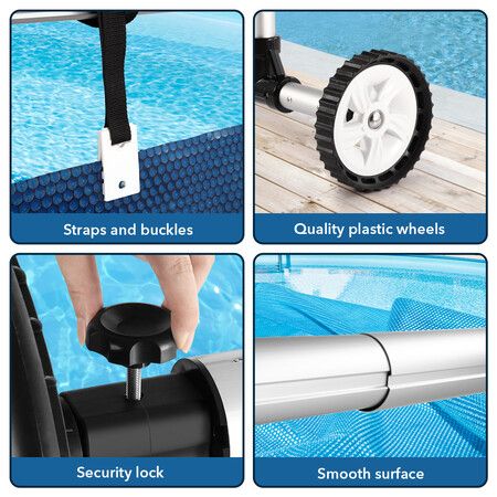 Pool Cover Roller Reel for Swimming Solar Blanket Safety Mat Above