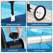 Pool Cover Roller Reel for Swimming Solar Blanket Safety Mat Above Ground Inground Outdoor Wheels Thermal Aluminium Adjustable 5.55m