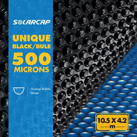 500 Micron Solar Swimming Pool Bubble Cover Blanket 10.5mx4.2m Blue Black