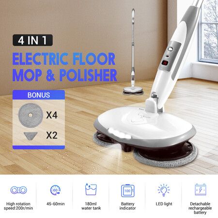 4 In 1 Cordless Electric Floor Mop, Electric Floor Cleaner For Tiles