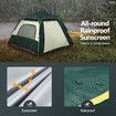 4 Person Instant Pop Up Camping Shelter Beach Shade Family Tent 240x240x156cm Green and White