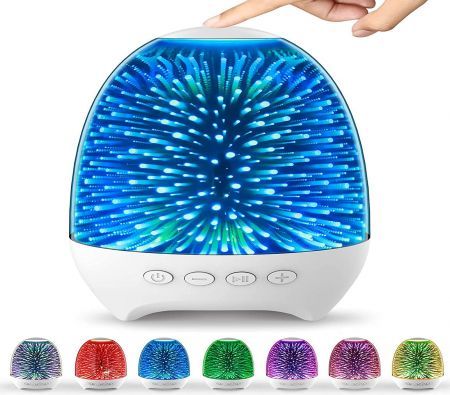 3D Glass Touch Control Bedside Table Lamp 7-Color LED ?Portable Wireless Speakers, Rechargeable Table Lamp