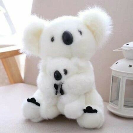 Koala Mom and Baby 28cm 12cm Plush Toy Stuffed Animal Toy Plush Doll (White)