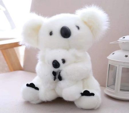 Koala Mom and Baby 28cm 12cm Plush Toy Stuffed Animal Toy Plush Doll (White)