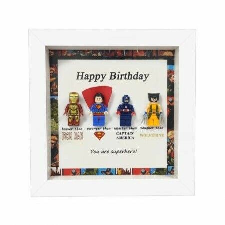 Birthday Gift DIY Photo frame compatible with Lego Superhero Building Blocks 8 figures