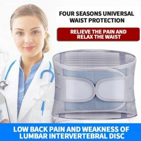 Lumbar Support Belt Orthopedic Strain Pain Relief Corset Back Spine Decompression Brace Self-heating Waist Protection?Size L COL GREY
