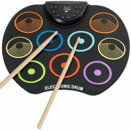 Flexible, Completely Portable Electronic Drum Set, Roll Up Drum Practice Pad with Headphone Jack without Speaker Drum Pedals 12 Hours Playtime, Great Holiday Birthday Gift for Kids
