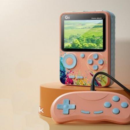 Mini G5 Handheld Game Console Can Store 500 Classic Games Video Game Consoles Portable Handheld Game Players Game Box (Pink)