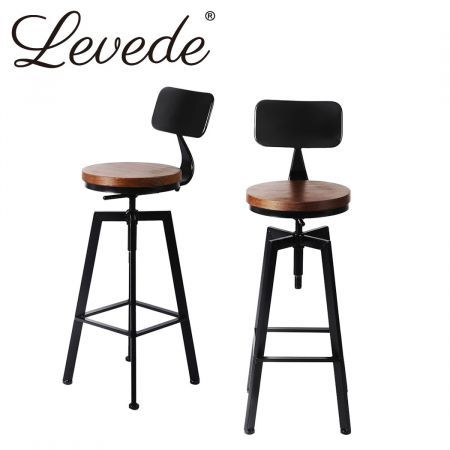 Levede Industrial Bar Stools Kitchen, Industrial Swivel Bar Stools With Backs