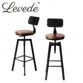 Levede Industrial Bar Stools Kitchen Stool Wooden Barstools Swivel Vintage Chair