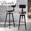 Levede Industrial Bar Stools Kitchen Stool Wooden Barstools Swivel Vintage Chair