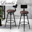 Levede Industrial Bar Stools Kitchen Stool PU Leather Barstools Swivel Chair