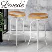 Levede Industrial Bar Stools Kitchen Stool Wooden Barstools Swivel Chair White