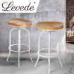 Levede Industrial Bar Stools Kitchen Stool Wooden Barstools Swivel Chair White