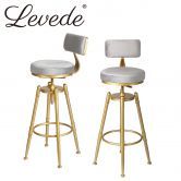 Levede Bar Stools Kitchen Stool Chair Swivel Barstools Velvet Padded Seat Grey