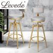 Levede Bar Stools Kitchen Stool Chair Swivel Barstools Velvet Padded Seat Grey