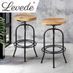 Levede Industrial Bar Stools Kitchen Stool Wooden Barstools Swivel Vintage Chair