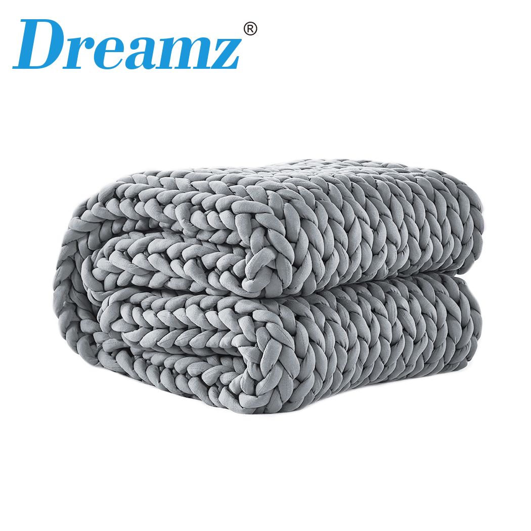 Dreamz Knitted Weighted Blanket Chunky Bulky Knit Throw Blanket 3KG Grey