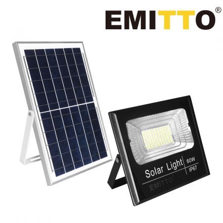EMITTO LED Solar Lights Street Outdoor Garden Sensor Remote Security Lamp 60W