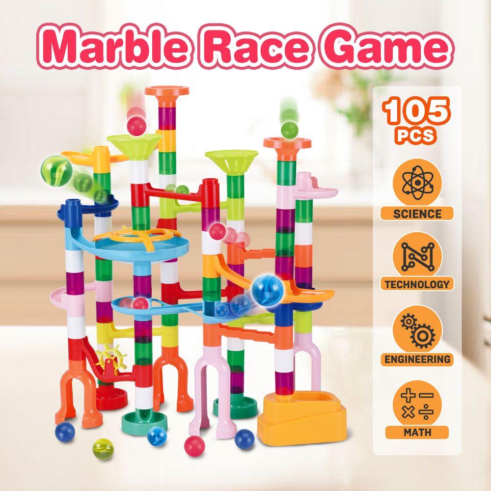 105PCS Marble Run Game Marble Race Track Light Marbles Kids Birthday Gift