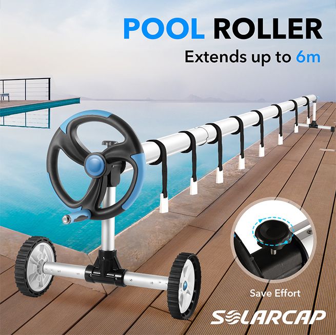 Pool Cover Roller Reel for Swimming Solar Blanket Safety Mat Above Ground  Inground Outdoor Wheels Thermal