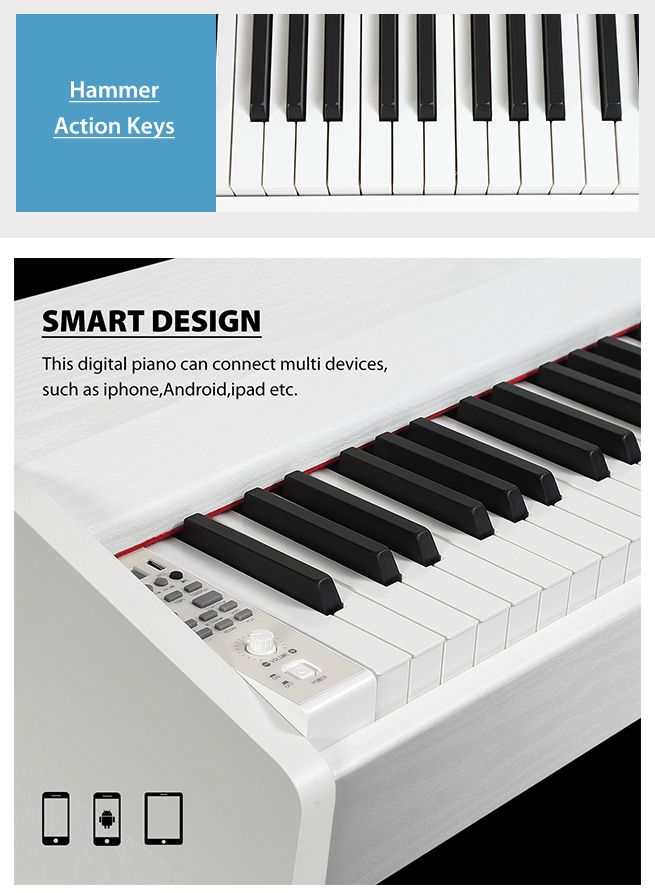 Melodic Hammer Action Keyboard Electric Digital Piano 88Key Weighted