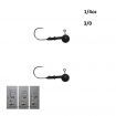 Vike 1/4 oz Round Tungsten Jig Head, Size 3/0 Hook, 2 pack