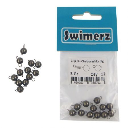 Swimerz 3gm Cheburashka Clip-On Jig Head, Tungsten 12 pack