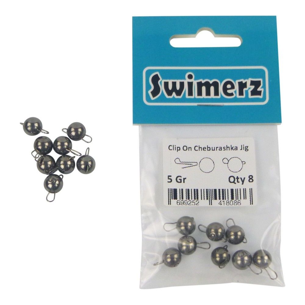 Swimerz 5gm Cheburashka Clip-On Jig Head, Tungsten 8 pack