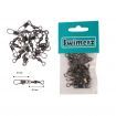 Swimerz Size 3 Barrel Swivel w Interlock Snap Black Nickel, 15 pack