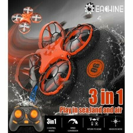2021 Newest E016F 3-in-1 EPP Flying Air Boat Land Driving Mode Detachable One Key Return RC Quadcopter RTF