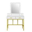 Hollywood Mirror Makeup Vanity Dressing Table 9 LED Lights 4 Drawers for Bedroom White and Gold