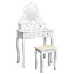 Vanity Dressing Table Stool Set Rotating Makeup Mirror 10 LED Lights Dresser 5 Drawers White