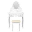 Vanity Dressing Table Stool Set Rotating Makeup Mirror 10 LED Lights Dresser 5 Drawers White