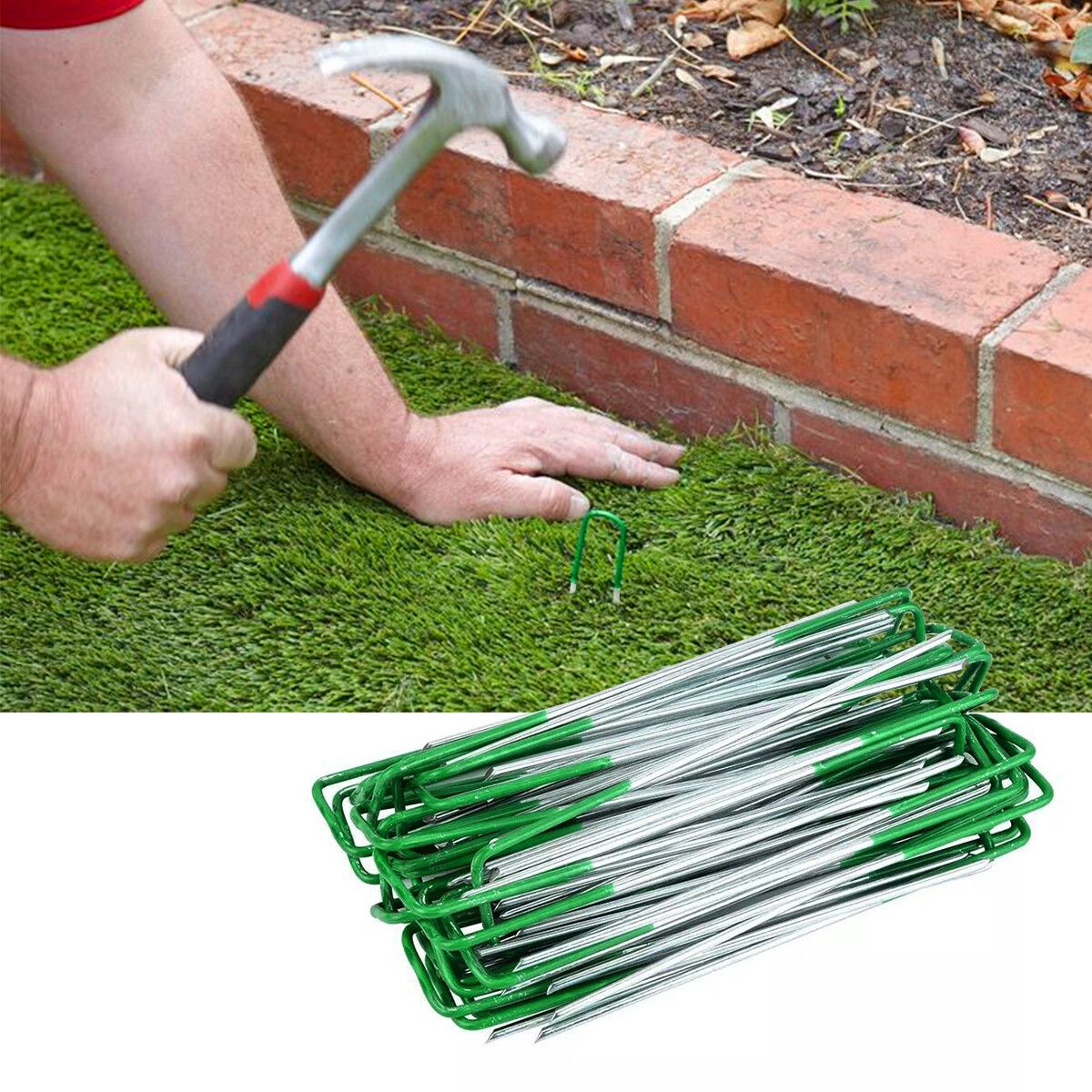 Artificial Grass Lawn Garden Tent Fence Nails Pins Pegs Fixers Stakes 100PCS Metal U Shape 3mm
