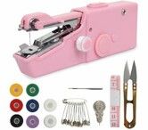 Handheld Sewing Machine, 22 Pcs Mini Portable Cordless Sewing, Household Quick Repairing Tool for Fabric Cloth Handicrafts Home Travel Use (Pink)