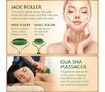 3-in-1 Derma Roller, Jade Roller and Gua Sha Facial Tool Set. With Titanium Microneedle Roller