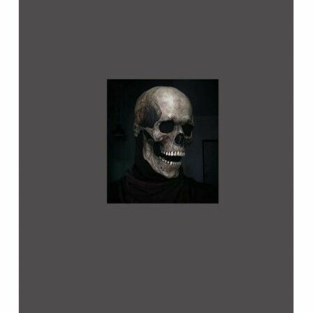 Halloween Full Head Skull Mask with Moving Jaw, Human Skull Face Mask, Scary Skeleton Headgear