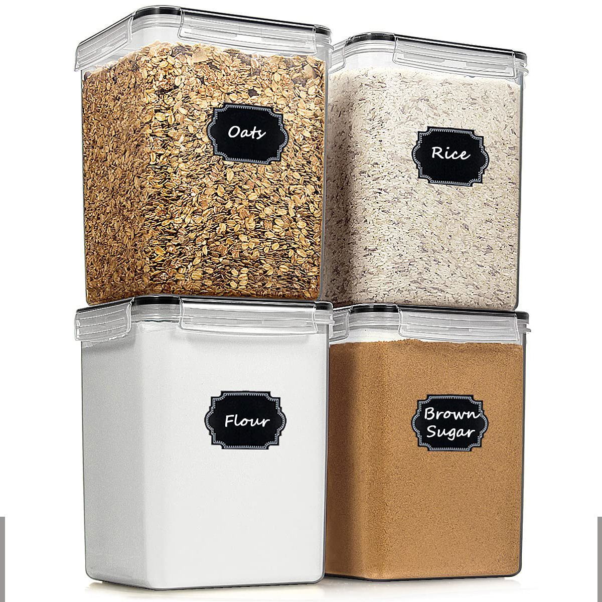 4x6.5L XL Food Storage Containers Airtight Tall Cereal Dry Food Storage Containers Set of 4