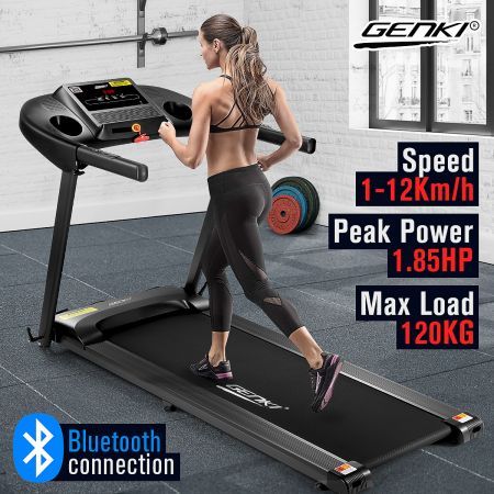 Genki 1.85 HP Foldable Smart Walking Running Treadmill Machine Bluetooth Enabled App Control for Home Office