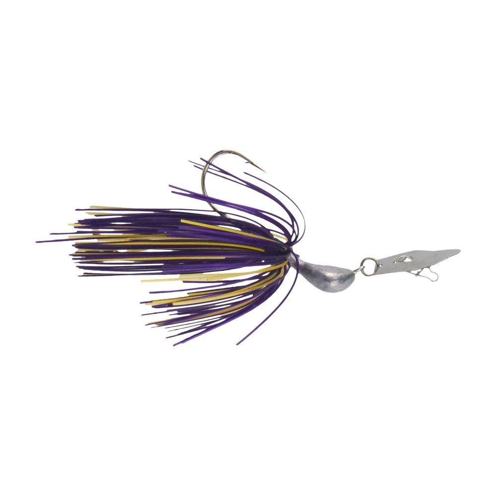 Dekoi 7gm Bladed Swim Jig, Chatterbait, Purple Gold, 2 pack