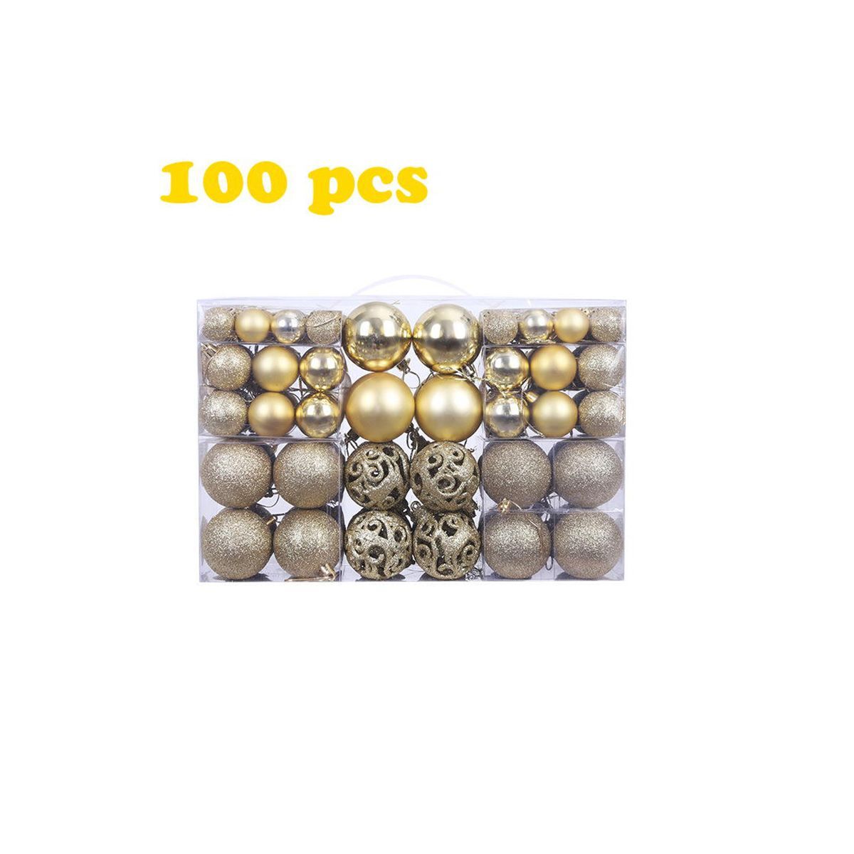 100 Pack Christmas Tree Ornaments Set Mini Shatterproof Holiday Ornaments Balls Color Gold