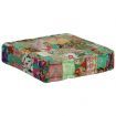 Patchwork Pouffe Square Cotton Handmade 50x50x12 cm Green