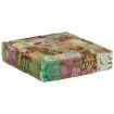 Patchwork Pouffe Square Cotton Handmade 50x50x12 cm Green